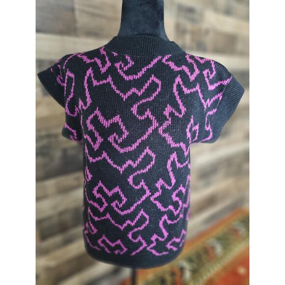 Vintage 80's/90's Navy + Neon Pink Tank Sweater Size Medium - Picture 1 of 2